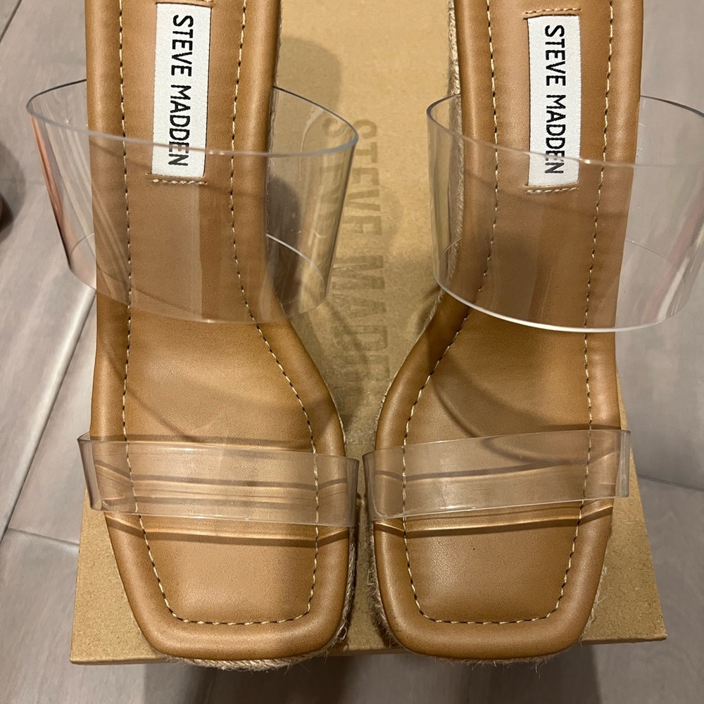 Steve Madden Clear Mackie Wedges